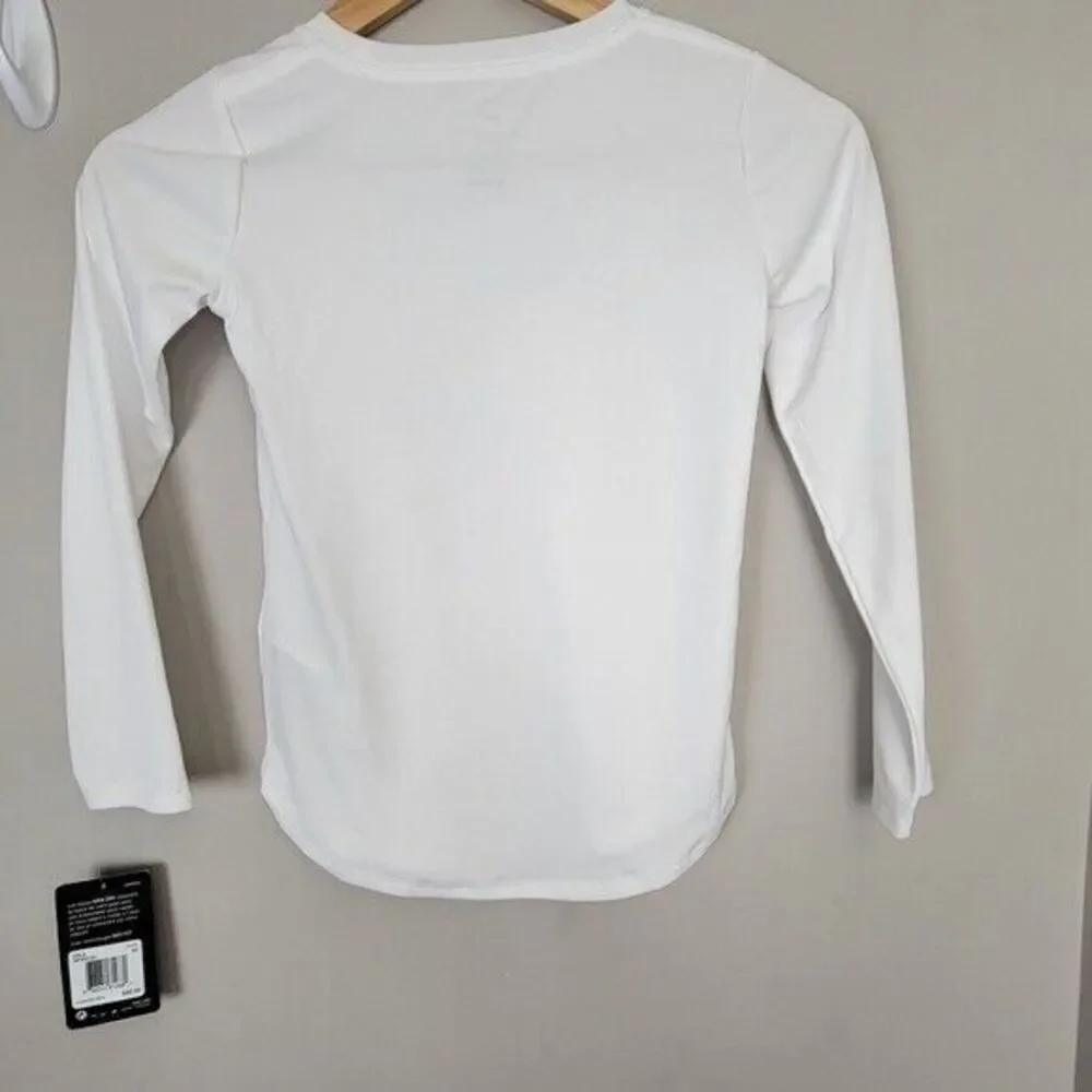 Nike Girls Breathable Dri-FIT Running Long Sleeve JUST DO IT White Shirt 6X